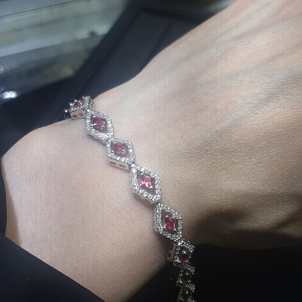 Ruby sterling silver bracelet